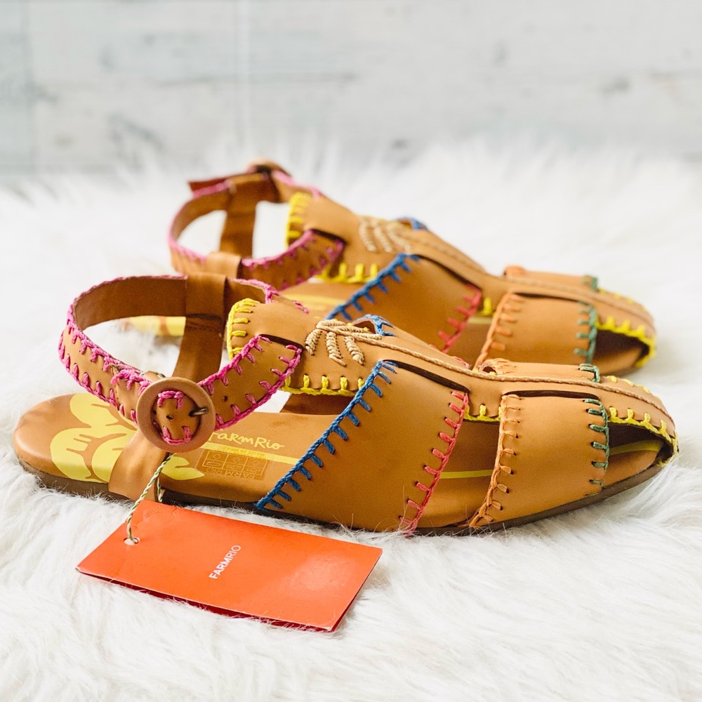 FARM Rio Brazil Whipstitch Palm Tree Sandals
